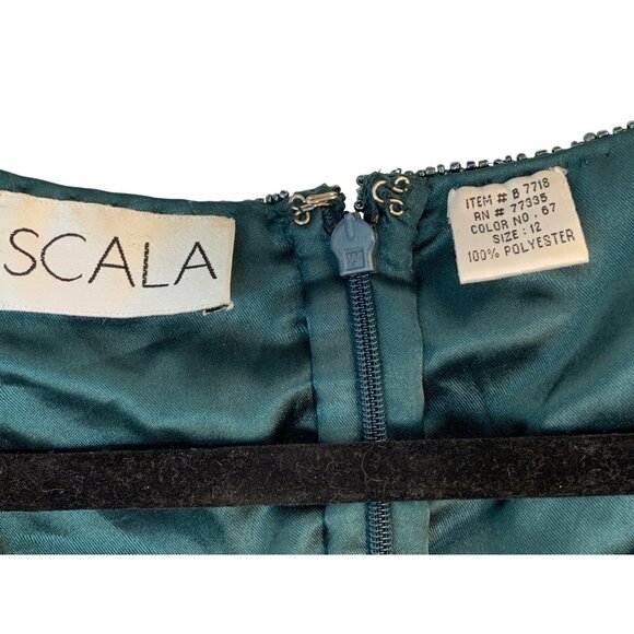 VTG Scala Bead Evening Gown Size 12 Green Mother Bride Formal Dress 9048 - Picture 2 of 13